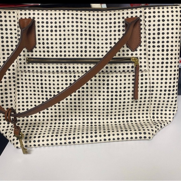 Fossil Brand Tote Bag And Matching Purse Polka Dot Set - Picture 5 of 8